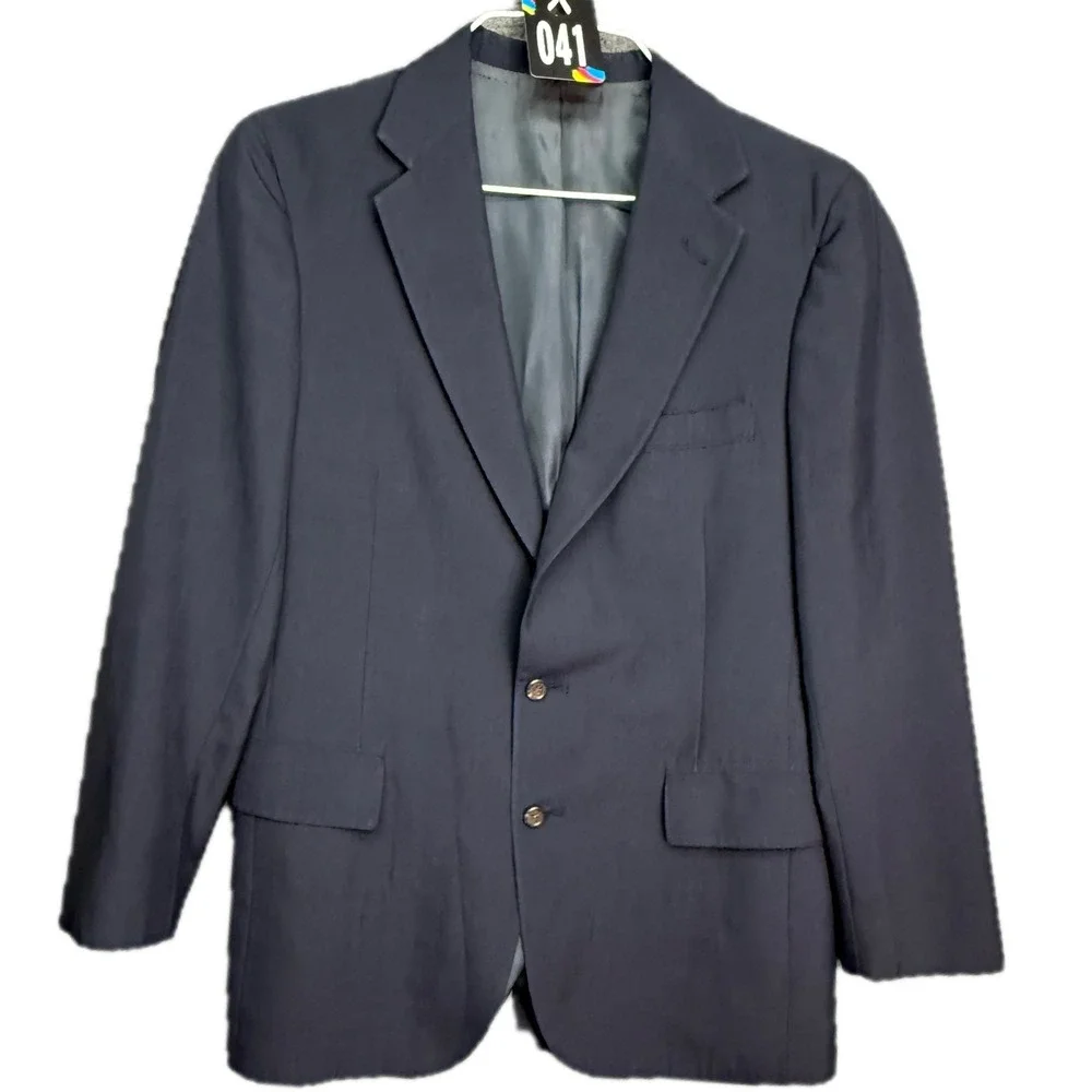 Polo University Club Blazer Mens 40R Navy Blue Two Button Sport Coat Jacket
